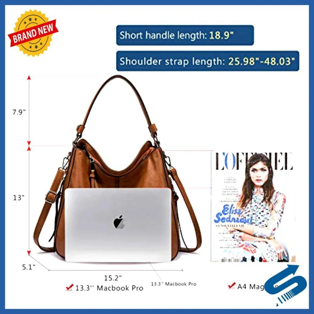 Large Faux Leather Hobo Crossbody Bag with Multiple Pockets and Adjustable Strap